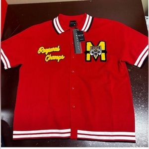 Smoke Rise Mens Red Regional Champs Shorts Sleeve Collared Varsity Shirt Size M